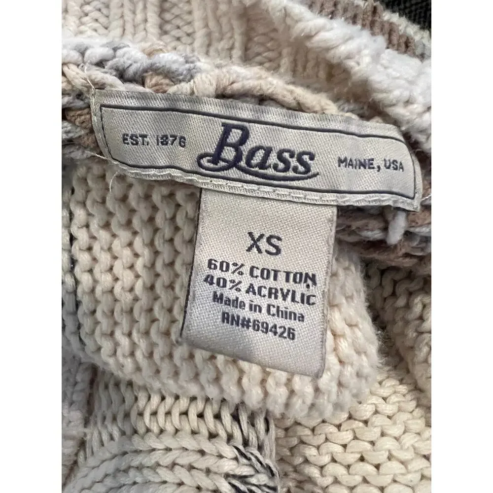 Bass Soft Cocoon Long Cardigan Sweater Ivory Taupe Print